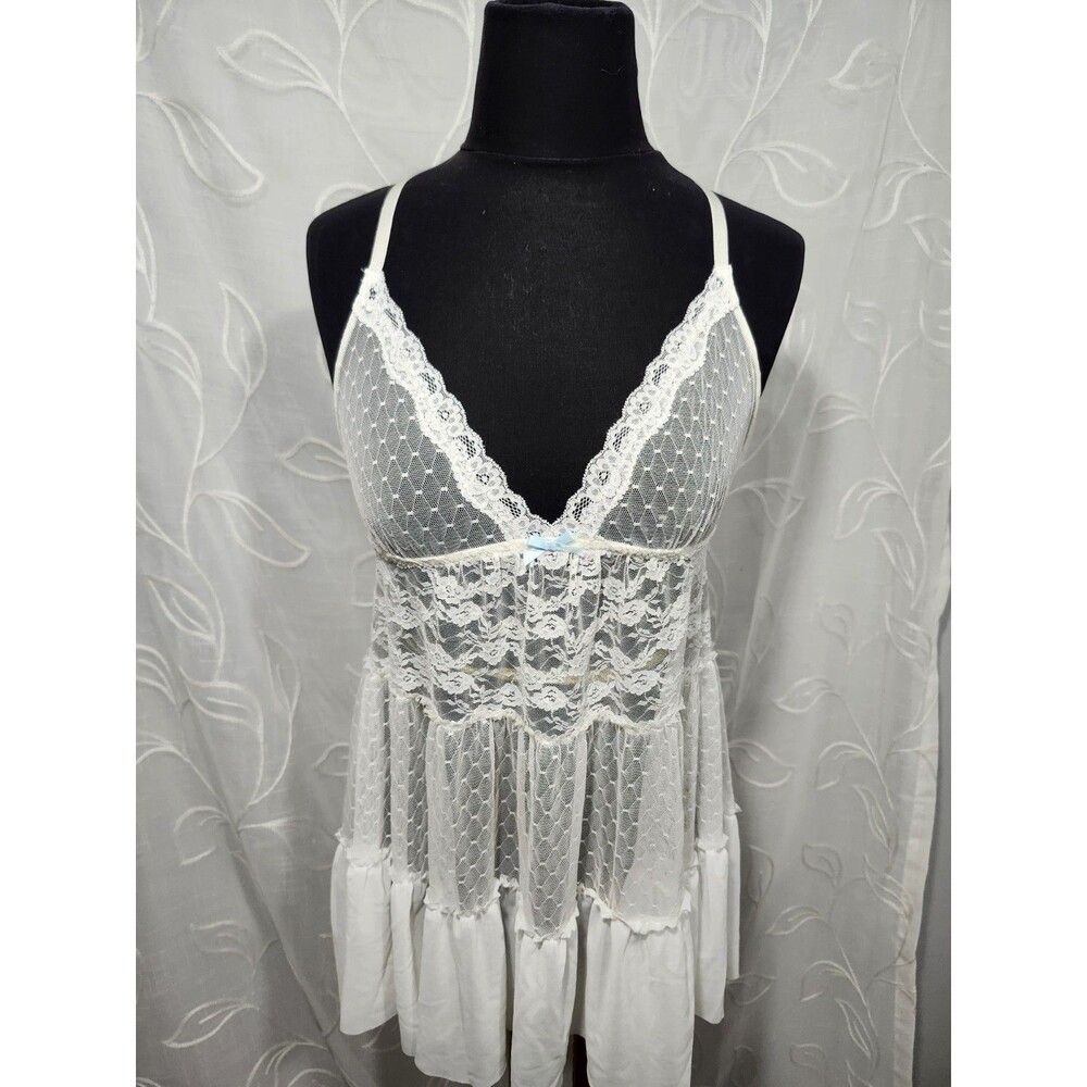 Gilligan & Omalley Womens Chemise Size S/P ivory Sheer Nightie Lace